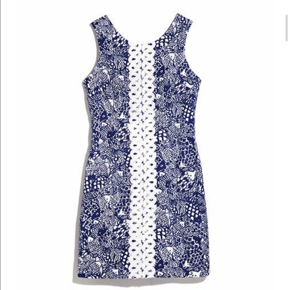 Lilly Pulitzer Target Dress Size 6 Upstream Fish Print Blue White